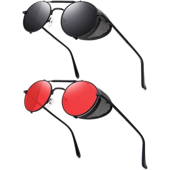 Steampunk Style Round Vintage Polarized Sunglasses